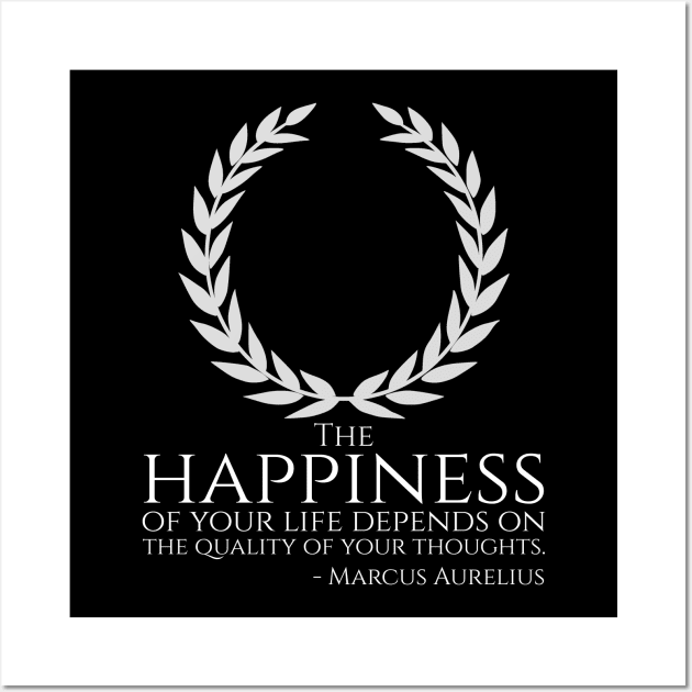 Ancient Rome Stoic Philosophy Caesar Marcus Aurelius Quote On Happiness Wall Art by Styr Designs